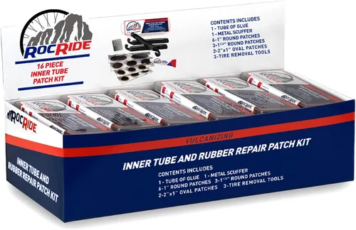 Miniatura 3 de RocRide Kit de 16 piezas de parche para reparación de cámara de bicicletas. También para botes inflables, ATV, BMX y motocicletas.