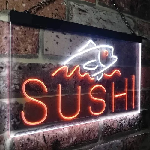 Miniatura 16 de ADVPRO Sushi Fish Sashimi Restaurant - Letrero de neón LED de doble color, azul y rojo, 12 x 8.5 pulgadas, st6s32-i3334-br