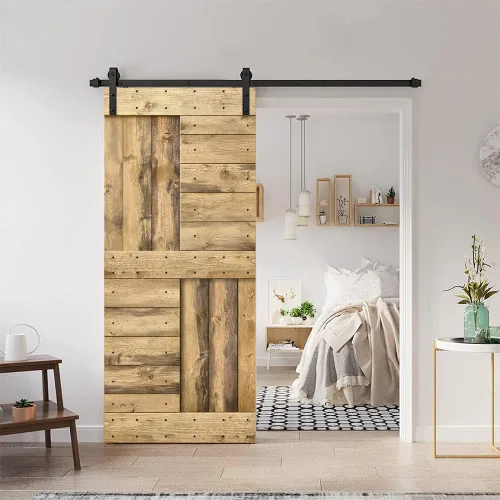 Miniatura 9 de TMS Serie N - Puerta corrediza interior de madera de pino anudada con kit de herrajes deslizantes (32 x 84 pulgadas, blanco)
