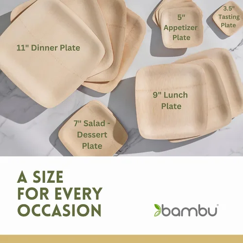 Miniatura 3 de Bambu Platos cuadrados de bambú de 9 pulgadas, paquete de 25