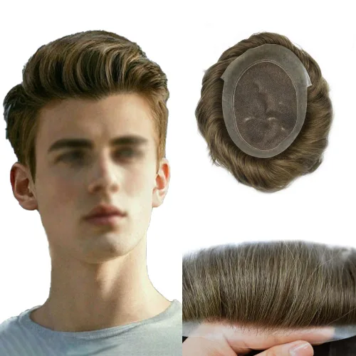 Toupee para hombres Piezas de cabello humano real Encaje suizo para hombres Toupee unidades de cabello humano europeo para hombres Hairpieces Hair