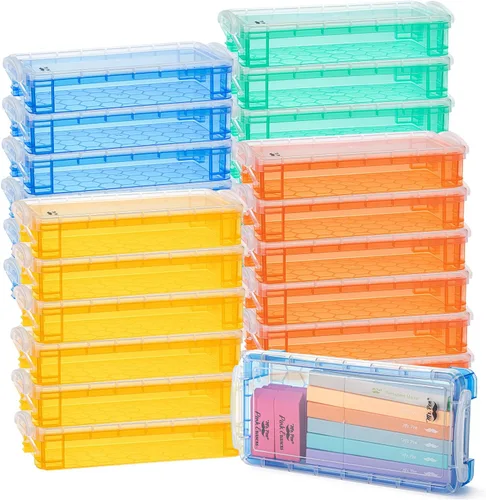 Miniatura 14 de Mr. Pen - Cajas de lápices transparentes, paquete de 6, 7.9 x 4.5 x 2.4 pulgadas, azul transparente, tapa hermética, organizador de cajas de lápices