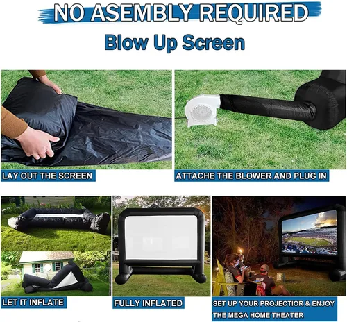 Miniatura 2 de Pantalla de cine inflable de 14 pies, pantalla de proyector al aire libre para exteriores, patio trasero, noche de cine, fácil instalación, pantalla
