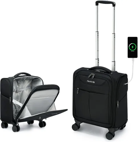 Hanke Equipaje de mano para debajo del asiento con ruedas, maleta pequeña ligera aprobada por aerolíneas de 16 pulgadas, bolsa de viaje para