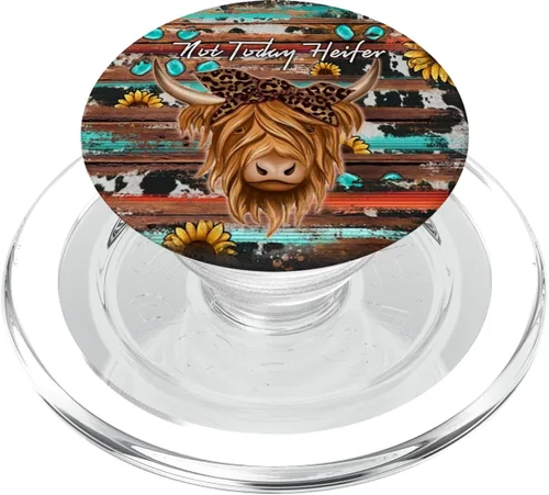 Miniatura 8 de Bandana de cuero de vaca Not Today Heifer Western Highland Cow PopSockets intercambiables PopGrip