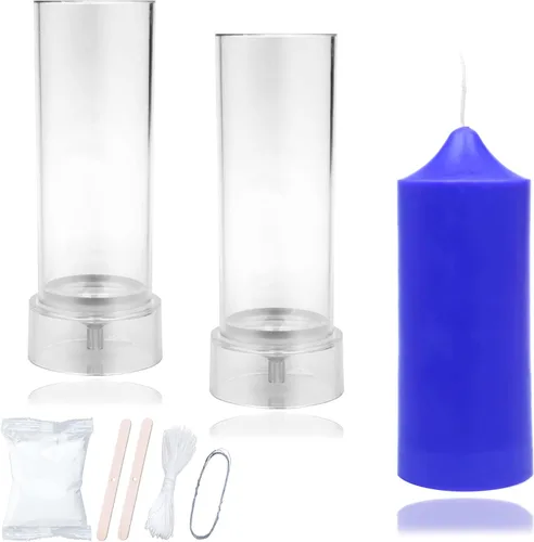 Miniatura 11 de MILIVIXAY 2 moldes para velas de pilar: altura: 3.0 pulgadas, diámetro: mechas de 2.0 a 30 pies de largo, 2 soportes para mechas, un sellador