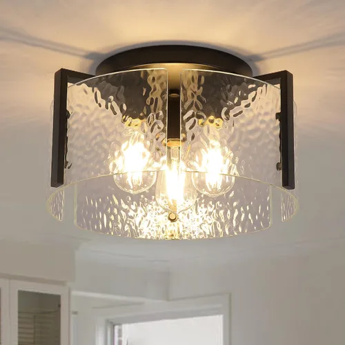 Miniatura 11 de Lámpara de techo negra de montaje empotrado, lámpara de entrada moderna de 3 luces, montaje de techo, accesorios de iluminación de cocina, lámparas