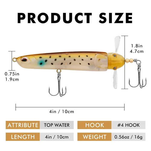 Miniatura 6 de TRUSCEND PoPobait con ganchos BKK, señuelos de pesca para lubina, lucio, lucio, perca almizclada, señuelo flotante para agua dulce o salada