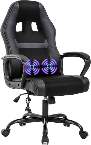 Miniatura 14 de Silla ejecutiva para juegos de PC con soporte lumbar y reposacabezas, silla ergonómica de cuero para oficina en casa, sala de juegos, resistente