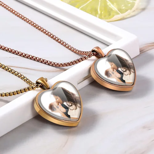 Miniatura 3 de Fanery sue Collares personalizados de doble cara, collares de fotos personalizados para mujeres y hombres, colgante de foto personalizado
