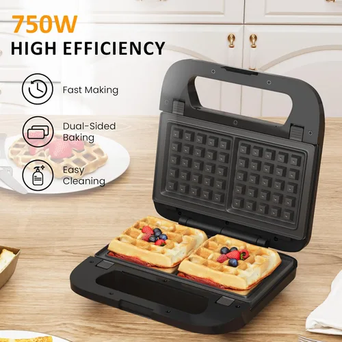 Miniatura 4 de Sunvivi Sandwich Maker Panini Press: waflera con placas extraíbles, prensa para sándwiches 3 en 1 con placas antiadherentes, luces indicadoras