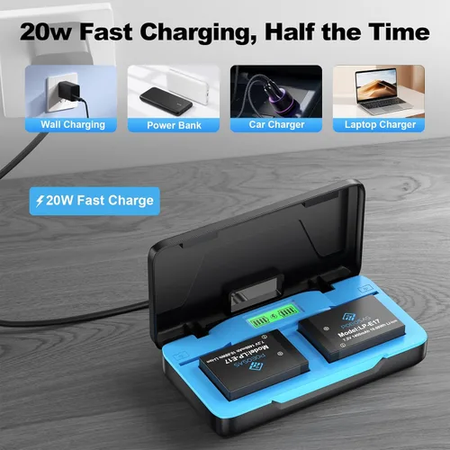 Miniatura 4 de Batería LP-E17 para R50, paquete de 2 unidades de 1400 mAh con USB-C 20 W Funda de carga rápida de doble canal para cámara EOS R100 R50 RP R10