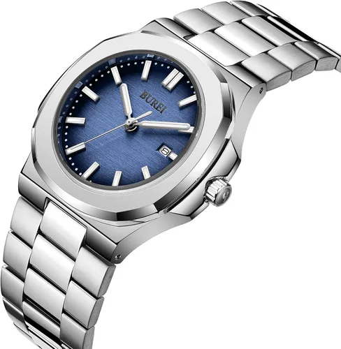 Miniatura 2 de BUREI Men Watches Gifts for Men Fashion Stainless Steel Analog Quartz Waterproof Watches for Mens