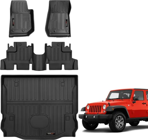 Miniatura 23 de Alfombrilla de carga y respaldo de TPE para todo clima para Jeep Wrangler JK 4 puertas 2007-2018 Accesorios