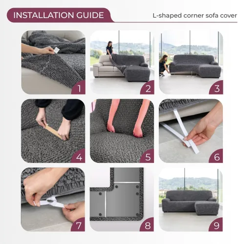 Miniatura 9 de PAULATO BY GA.I.CO. Funda de Sofá Seccional - Funda de Sofá de Esquina - Fundas de Sofá Chaise con Parachoques - Sofá Lavable con Funda para Otomana