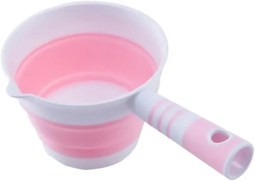 Hemoton Cucharón de agua plegable Cucharón de cocina Cucharón de agua Cucharón de agua para cocina, baño, jardín, baño, lavado de agua, color rosa