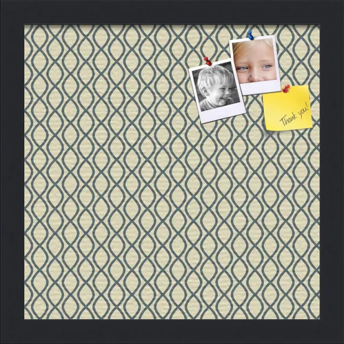 Miniatura 10 de PinPix Tablero de anuncios de corcho de 13 x 13 pulgadas. Este tablero decorativo enmarcado viene con diseño de ondas en blanco y negro y un marco