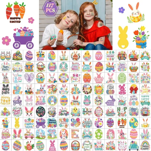 Miniatura 12 de Yazhiji 36 hojas de tatuajes temporales para niños, niñas, adultos, grandes recuerdos de fiesta y decoraciones