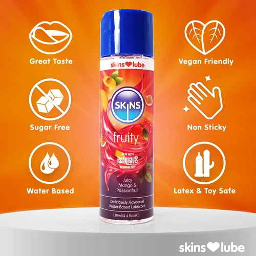 Miniatura 4 de Skins Lubricante con sabor a mango y maracuyá con tecnología ReAquav8 – Lubricante a base de agua con sabor a mango y maracuyá – 4 onzas