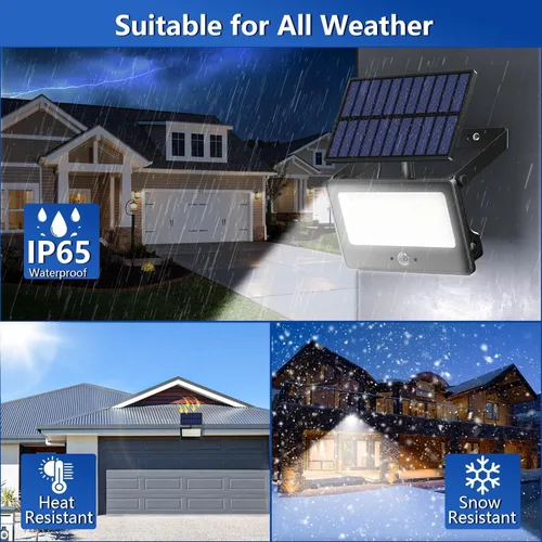 Miniatura 5 de Paquete de 6 luces LED solares de pared para exteriores, luces de seguridad con sensor de movimiento de 20 W con 3 modos de iluminación, luz de 6