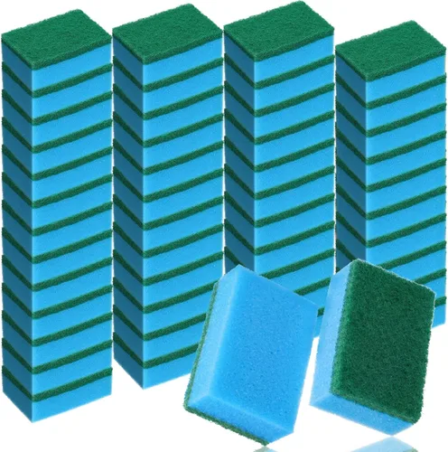 Patelai 100 Pcs Heavy Duty Sponges Kitchen Bulk Dish Sponges Scrub Sponge Abrasive Scrubber Cleaning Sponge Non Scratch Scouring Absorbent Dish for