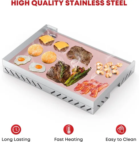 Miniatura 5 de Stanbroil Plancha Universal de Acero Inoxidable con Refuerzo Cruzado de Calor Uniforme para Parrillas BBQ de Carbón/Gas, Camping, Tailgating