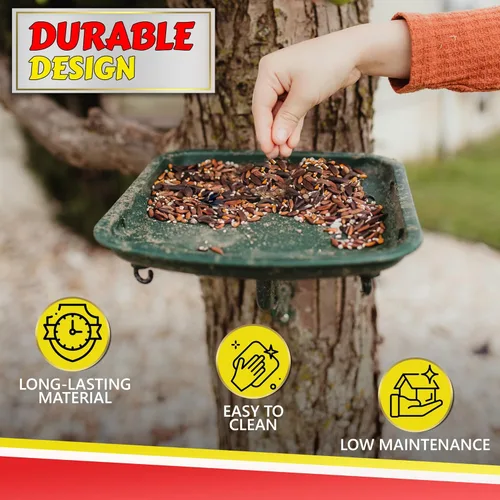 Miniatura 2 de Comedero para pájaros al aire libre, bandeja para pájaros silvestres y ardillas para exteriores, cardenal, pinzón, cardo, pájaro carpintero, pájaro