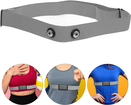 Miniatura 9 de Correa elástica para monitor cardíaco de fibra de poliuretano, correa de sensor de frecuencia cardíaca, correa de nailon gris para deportes