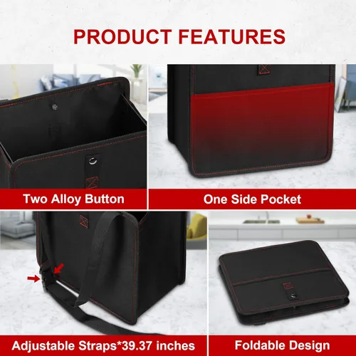 Miniatura 2 de YSSOA Basurero para automóvil con tapa, organizador a prueba de fugas y bolsa de almacenamiento, ajustable y portátil para el interior, bolsa