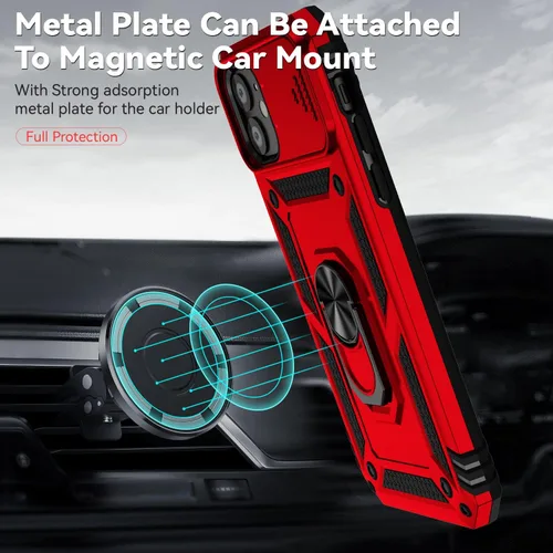 Miniatura 3 de Funda para iPhone 11, con cubierta para lente de cámara, protector de pantalla HD, [grado militar] anillo de montaje en coche con soporte híbrido