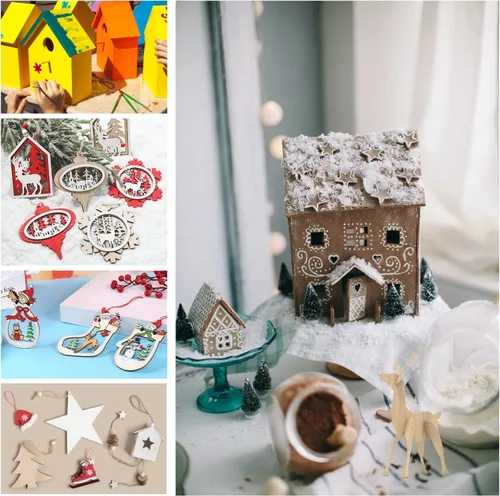 Miniatura 5 de MUXGOA Paquete de 20 hojas de tilo, hojas de madera finas para manualidades, láser, quema de madera, adornos de madera, se pueden cortar y pintar a