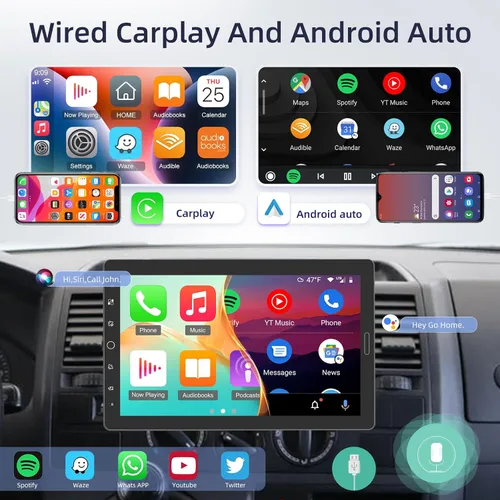 Miniatura 2 de Estéreo de coche con pantalla táctil de 10.1 pulgadas, pantalla de 10 pulgadas, 1 radio DIN con CarPlay y Android Auto/Mirror Link/EQ