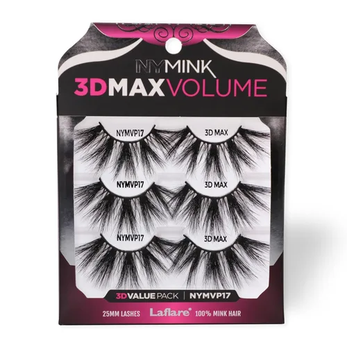Miniatura 9 de Laflare 3D NY MAX VOLUME - Estilos dramáticos de 0.787-0.984 in de largo, pestañas de pelo de visón 100% real, maquillaje de lujo, natural, ligero