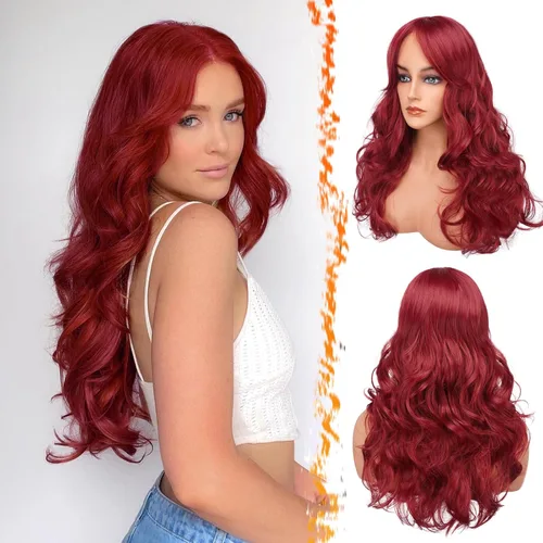 Miniatura 34 de BARSDAR Peluca rubia corta ondulada con flequillo, pelucas cortas onduladas de 14 pulgadas para mujer, pelucas sintéticas suaves hasta el hombro