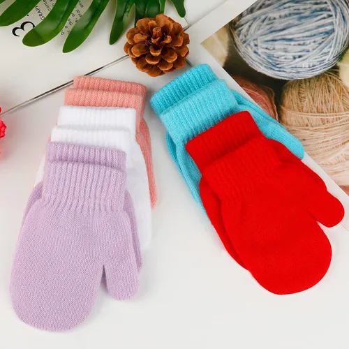 Miniatura 4 de ONESING 5 pares de manoplas para niños pequeños guantes de invierno negros para niñas y niños - Manoplas cálidas para recién nacidos