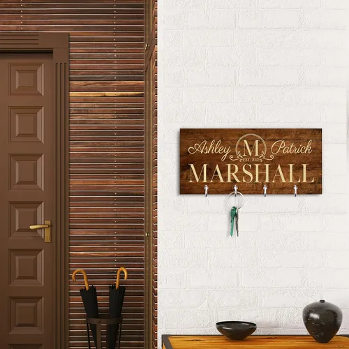 Miniatura 6 de Llavero personalizado para pared, colgador de llaves personalizado con apellido 12 diseños, 8 opciones de fondo Regalos de inauguración