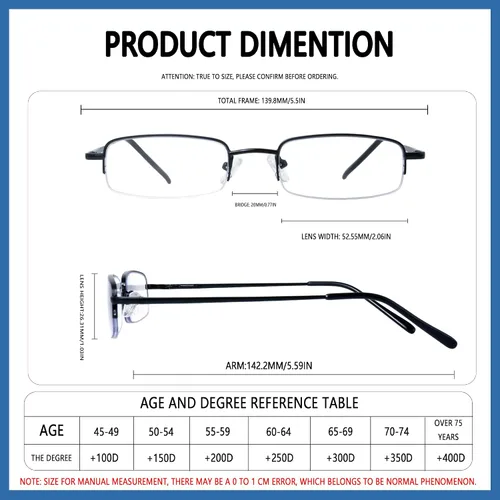 Miniatura 3 de Paquete de 4 lentes de lectura de medio marco de metal para hombres y mujeres, lentes de bloqueo de luz azul con bisagras de resorte