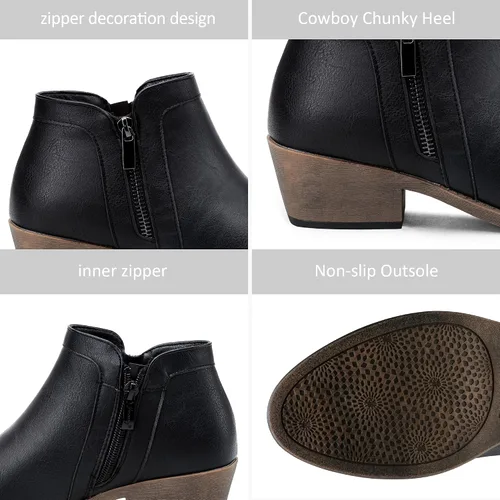 Miniatura 4 de Jeossy Botas de tobillo clásicas 9618 para mujer, botas de tacón grueso sin cordones para mujer