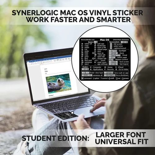 Miniatura 4 de Synerlogic 100 calcomanías (universal/neo/aire/pro) de teclado de referencia para Mac OS, vinilo laminado, para MacBook/iMac/Mini
