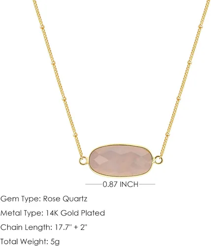 Miniatura 2 de Angelstones Collar con colgante de piedras preciosas naturales, collares de cristal curativo chapados en oro de 14 quilates para mujer