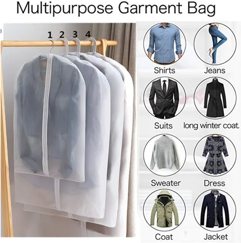 Miniatura 3 de Bolsa de ropa colgante transparente con cremallera de estudio ropa de plástico cubierta de polvo traje armario protector bolsas de almacenamiento