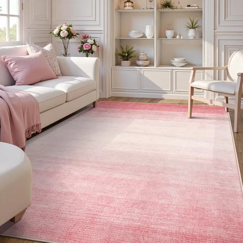 Miniatura 37 de Wonnitar Alfombra rosa lavable de 2 x 6 pies, moderna alfombra de pasillo de baño en degradé, contemporáneo, antideslizante, alfombra degradada