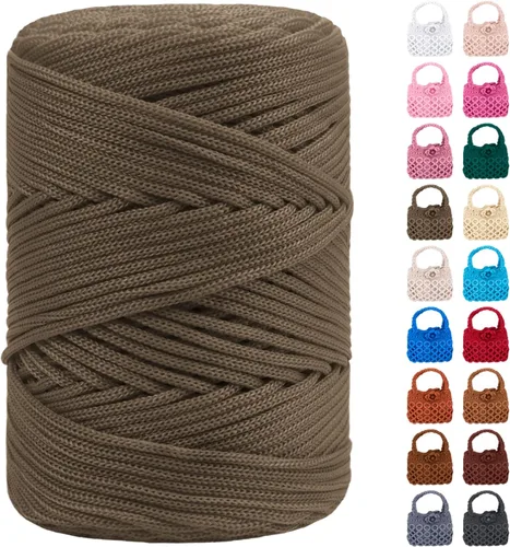 Miniatura 38 de Cordón de macramé de poliéster de 0.118 in x 185 yardas, cordón trenzado de macramé, bolsa de ganchillo, hilo de poliéster para ganchillo, bolsa