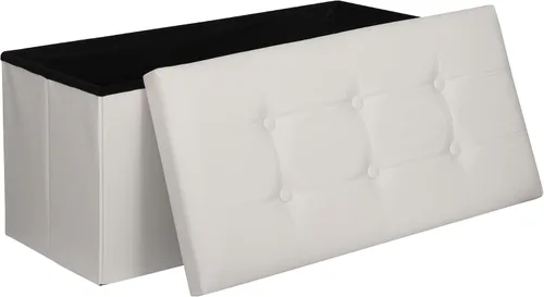 Miniatura 10 de SUPER DEAL Banco otomano plegable de almacenamiento, reposapiés de 30 pulgadas con asiento acolchado, banco de zapatos de entrada para sala