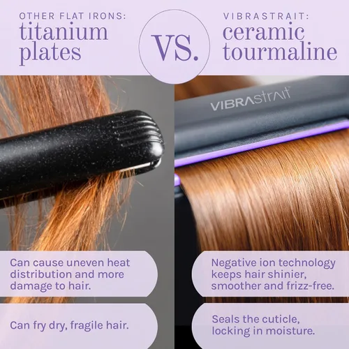 Miniatura 7 de Vibrastrait Essential - Plancha de cerámica vibratoria iónica de turmalina, 1.5 pulgadas, alisadora de pelo de cerámica sin encrespamiento con un