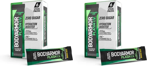Miniatura 14 de BODYARMOR Flash IV - Paquetes de electrolitos, fresa y kiwi, mezcla de bebida sin azúcar, paquetes de una sola porción, agua de coco en polvo