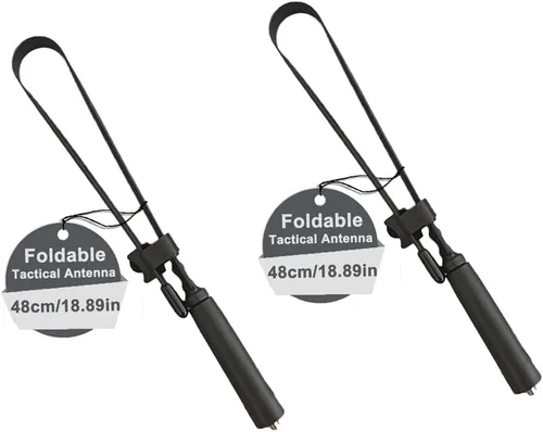 BAOFENG UV-5R - Antena táctica plegable para radio bidireccional GMRS de 18.9 in/18.8 pulgadas de doble banda VHF UHF SMA-Hembra de largo alcance 2