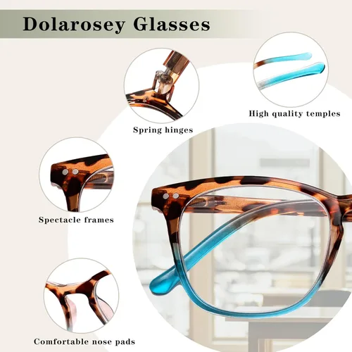 Miniatura 3 de Gafas de Lectura para Mujeres, Lentes con Bisagra de Resorte Anti Fatiga Visual, Gafas de Moda con Estampado de Patrón, Lentes de Trampa