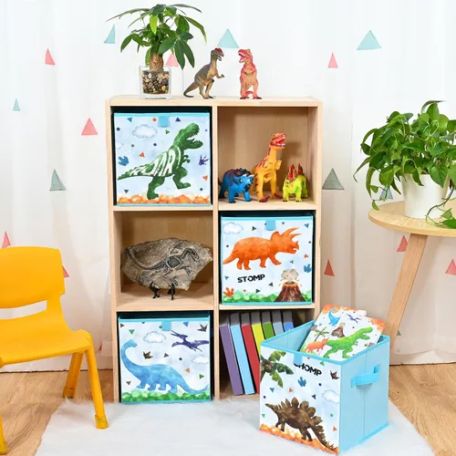 Miniatura 7 de WERNNSAI Cubos de almacenamiento – Paquete de 4 cubos de almacenamiento plegables de tela para niños, cestas de almacenamiento decorativas con asas