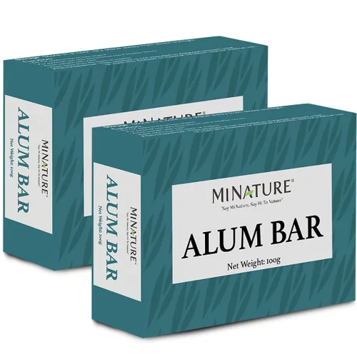 Mi Nature - Barra de alumbre pura, paquete de 2 (3.53 onzas x 2) | Bloque natural de Phitkari | Piedra de alumbre de potasio | Barra de afeitado |